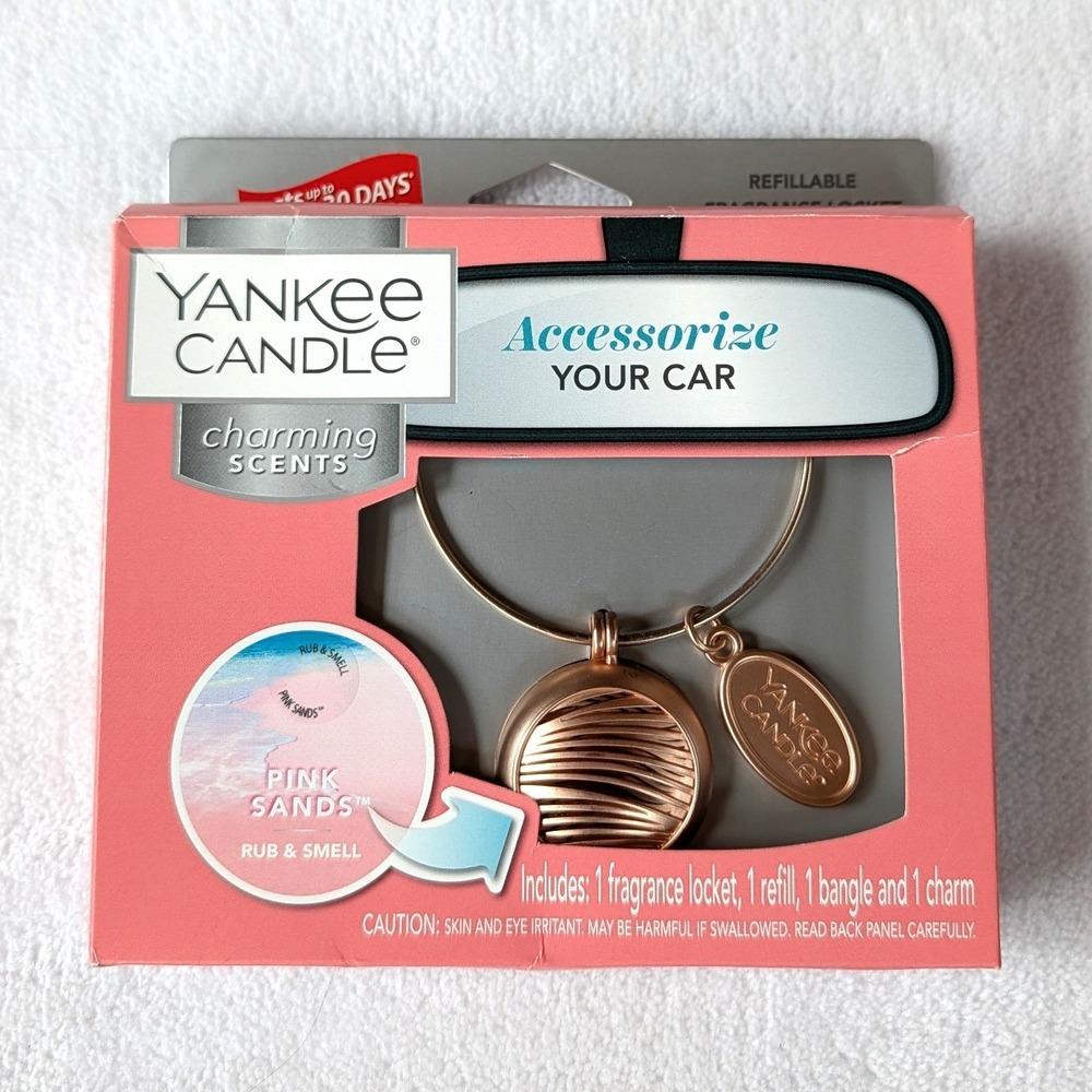Yankee Candle Charming Scents Car Air Freshener Kit Pink Sands Rose Gold Bangle